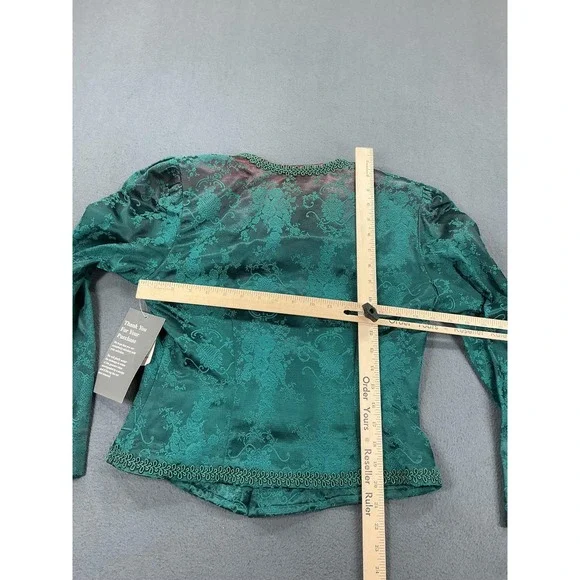 Nah Nah Jacket Womens 8P Green Floral Brocade Button Front Petite Formal - Picture 8 of 10